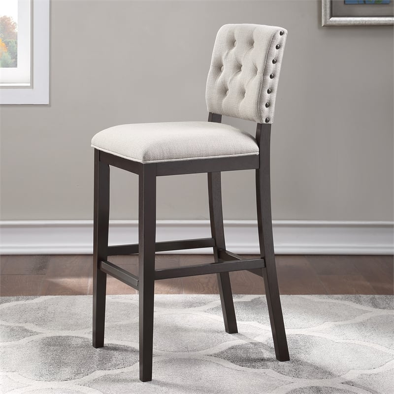 Home Square 2 Piece Solid Wood Stationary Bar Stool Set in Walnut