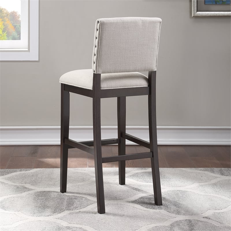 Home Square 2 Piece Solid Wood Stationary Bar Stool Set in Walnut