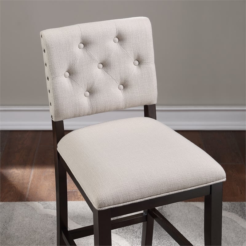 Home Square 2 Piece Solid Wood Stationary Bar Stool Set in Walnut