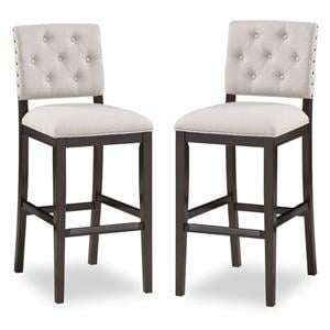Home Square 2 Piece Solid Wood Stationary Bar Stool Set in Walnut