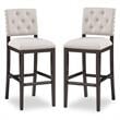 Home Square 2 Piece Solid Wood Stationary Bar Stool Set in Walnut