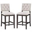 Home Square 2 Piece Solid Wood Stationary Counter Stool Set in Walnut