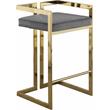 Home Square 2 Piece Velvet Counter Stool Set with Gold Metal Base in Gray
