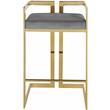 Home Square 2 Piece Velvet Counter Stool Set with Gold Metal Base in Gray