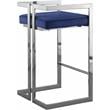 Home Square 3 Piece Velvet Counter Stool Set with Gray Metal Base in Navy