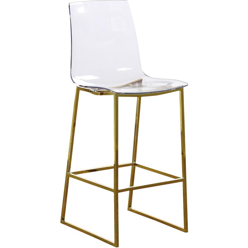 Home Square 3 Piece Polycarbonate Counter Stool Set in Gold Metal/Lucite