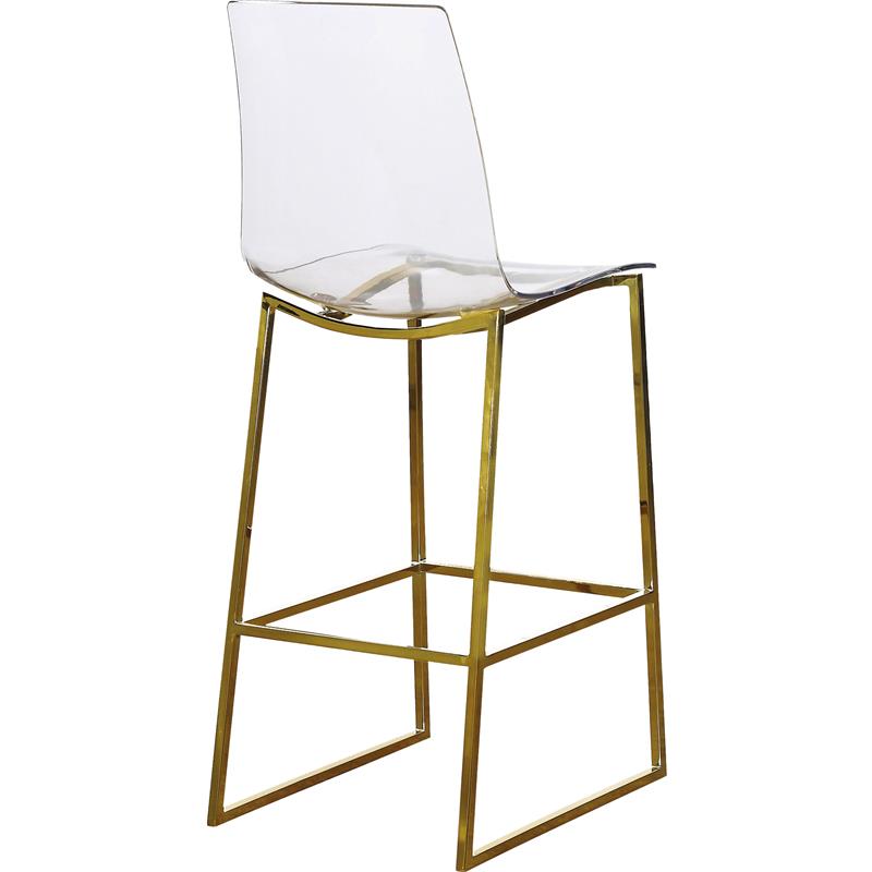Home Square 3 Piece Polycarbonate Counter Stool Set in Gold Metal/Lucite