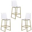 Home Square 3 Piece Polycarbonate Counter Stool Set in Gold Metal/Lucite