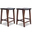 Home Square 2 Piece Saddle Woven Leather Counter Stool Set in Black