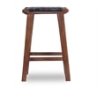 Home Square 3 Piece Saddle Woven Leather Counter Stool Set in Black