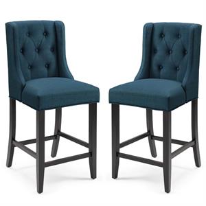 Home Square 2 Piece Fabric Upholstered 26&quotH Counter Stool Set in Azure
