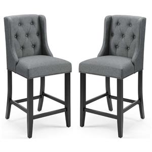 home square tufted upholstered counter stool set with wood base in gray