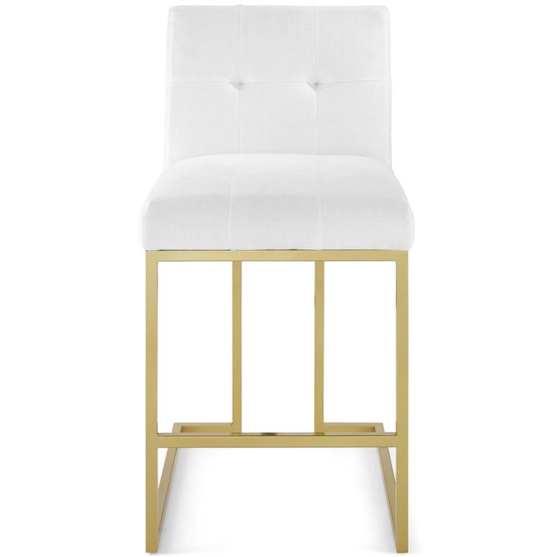 Home Square 3 Piece Fabric Upholstered Counter Stool Set in Gold/White