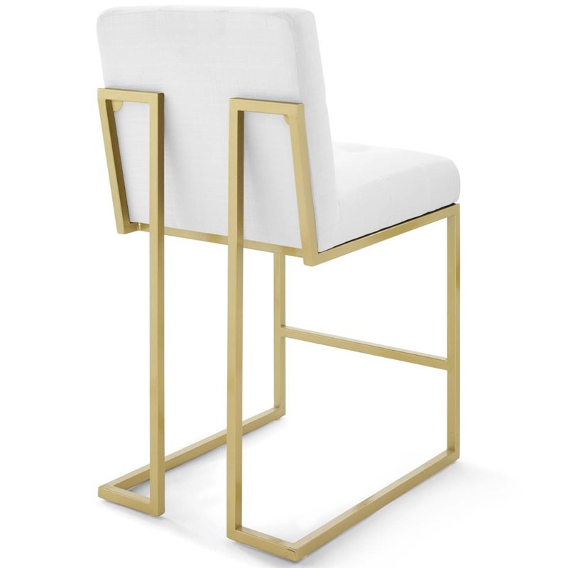 Home Square 3 Piece Fabric Upholstered Counter Stool Set in Gold/White