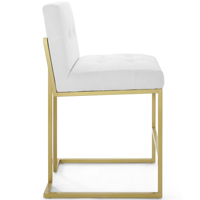 Home Square 3 Piece Fabric Upholstered Counter Stool Set in Gold/White