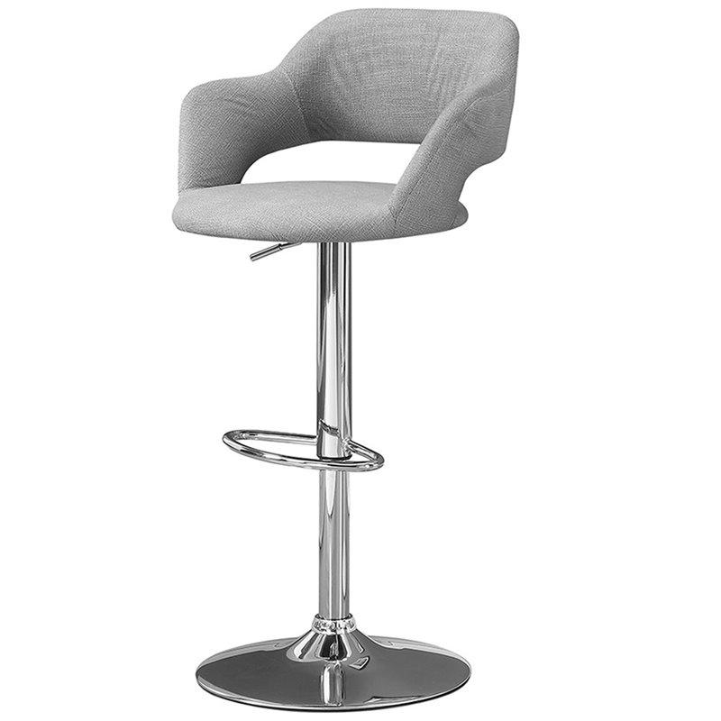 Home Square 2 Piece Adjustable Swivel Barstool Set in Gray and Polished Chrome