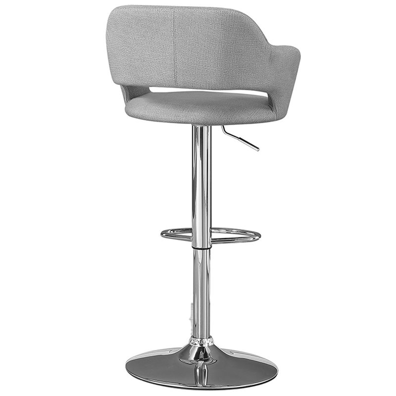 Home Square 2 Piece Adjustable Swivel Barstool Set in Gray and Polished Chrome