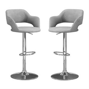 Home Square 2 Piece Adjustable Swivel Barstool Set in Gray and Polished Chrome
