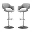 Home Square 2 Piece Adjustable Swivel Barstool Set in Gray and Polished Chrome
