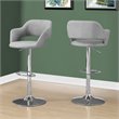 Home Square 3 Piece Adjustable Swivel Barstool Set in Gray and Polished Chrome