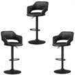 Home Square 3 Piece Adjustable Swivel Faux Leather Barstool Set in Black