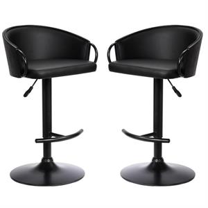 home square adjustable swivel faux leather barstool set in black