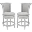 Home Square 2 Piece Upholstered Swivel Hardwood Counter Stool Set in White