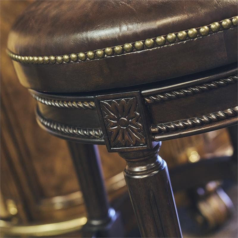 Home Square 3 Piece Upholstered Swivel Hardwood Barstool Set in Walnut