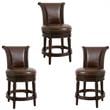 Home Square 3 Piece Upholstered Swivel Hardwood Barstool Set in Walnut