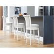 Home Square 2 Piece Upholstered Wood Bar Height Swivel Barstool Set in White