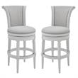 Home Square 2 Piece Upholstered Wood Bar Height Swivel Barstool Set in White