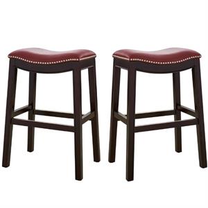 home square saddle faux leather counter height barstool set in red