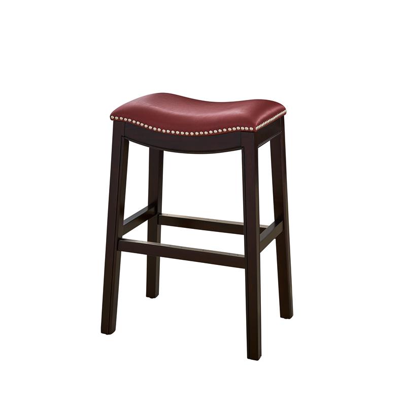 Home Square 3 Piece Saddle Faux Leather Counter Height Barstool Set in Red
