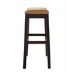 Home Square 2 Piece Saddle Faux Leather and Wood Barstool Set in Tan/Espresso
