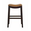 Home Square 3 Piece Saddle Faux Leather and Wood Barstool Set in Tan/Espresso