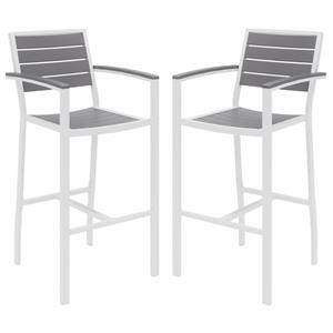 home square aluminum patio bar stool set in gray and white