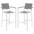 Home Square 2 Piece Aluminum Patio Bar Stool Set in Gray and White