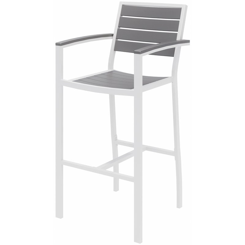 Home Square 3 Piece Aluminum Patio Bar Stool Set in Gray and White