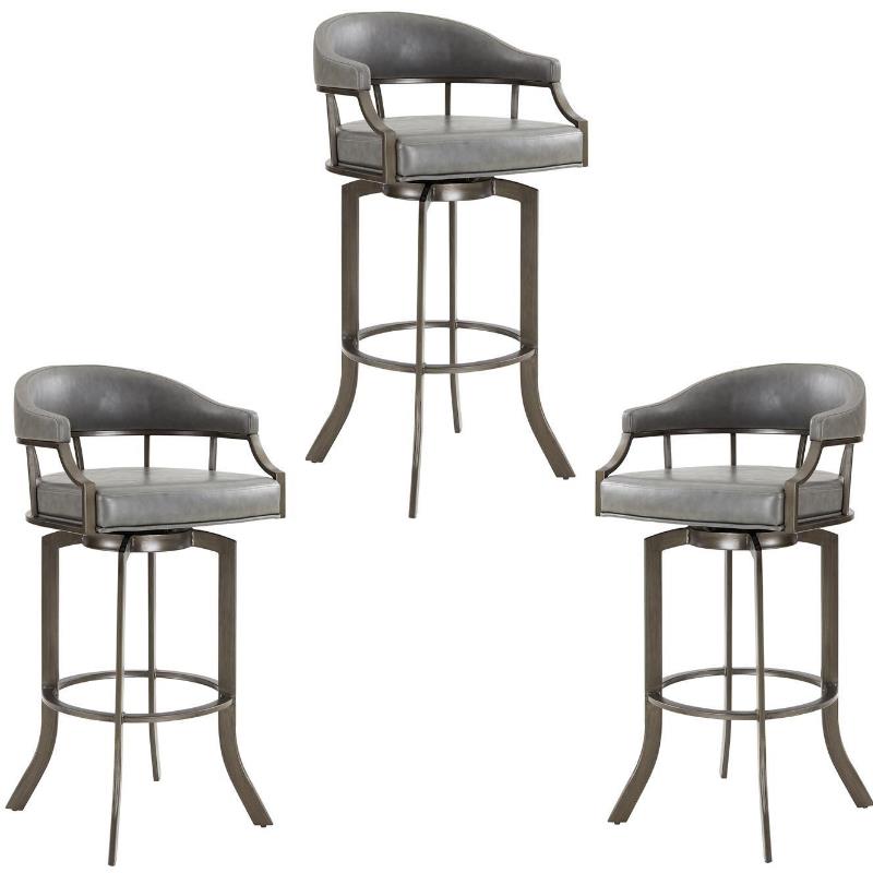 Piece Swivel Faux Leather Barstool Set, Edy 26 Brown Faux Leather Swivel Counter Stool