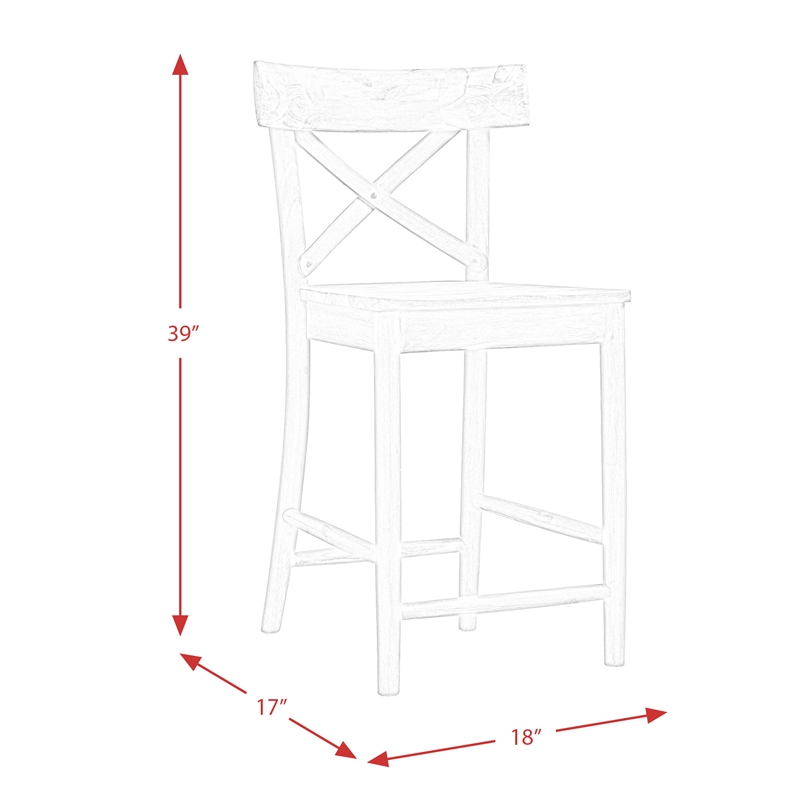 Home Square 2 Piece X-back Solid Wood Counter Stool Set in Dark Brown