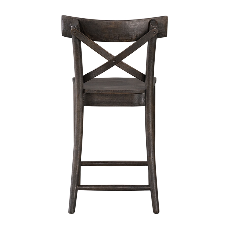 Home Square 2 Piece X-back Solid Wood Counter Stool Set in Dark Brown