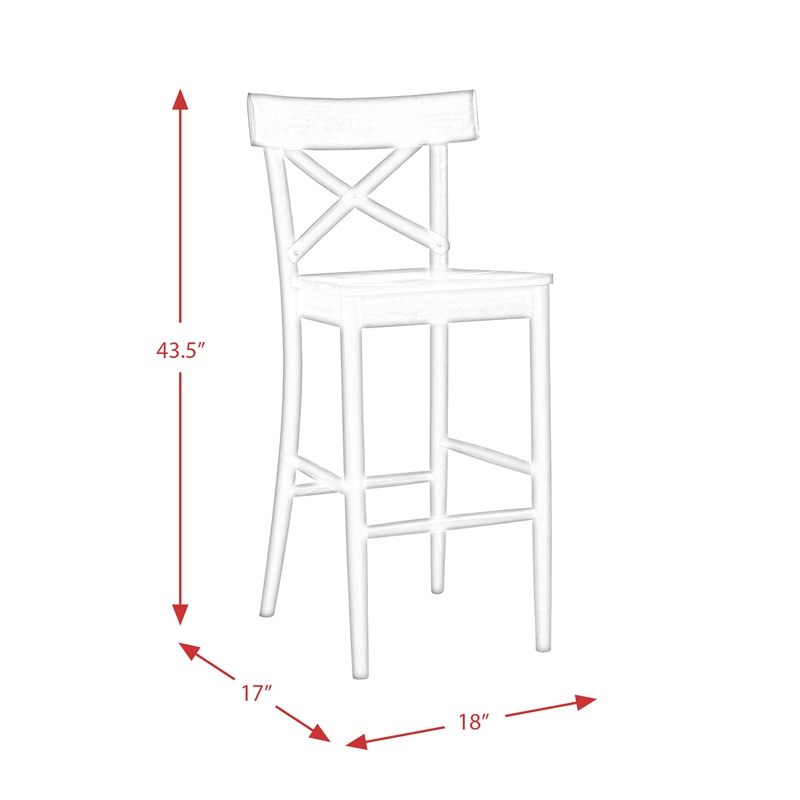 Home Square 2 Piece X-back Solid Wood Bar Stool Set in Dark Brown