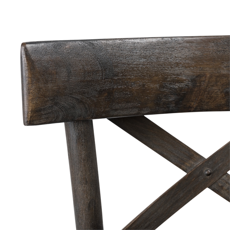 Home Square 2 Piece X-back Solid Wood Bar Stool Set in Dark Brown