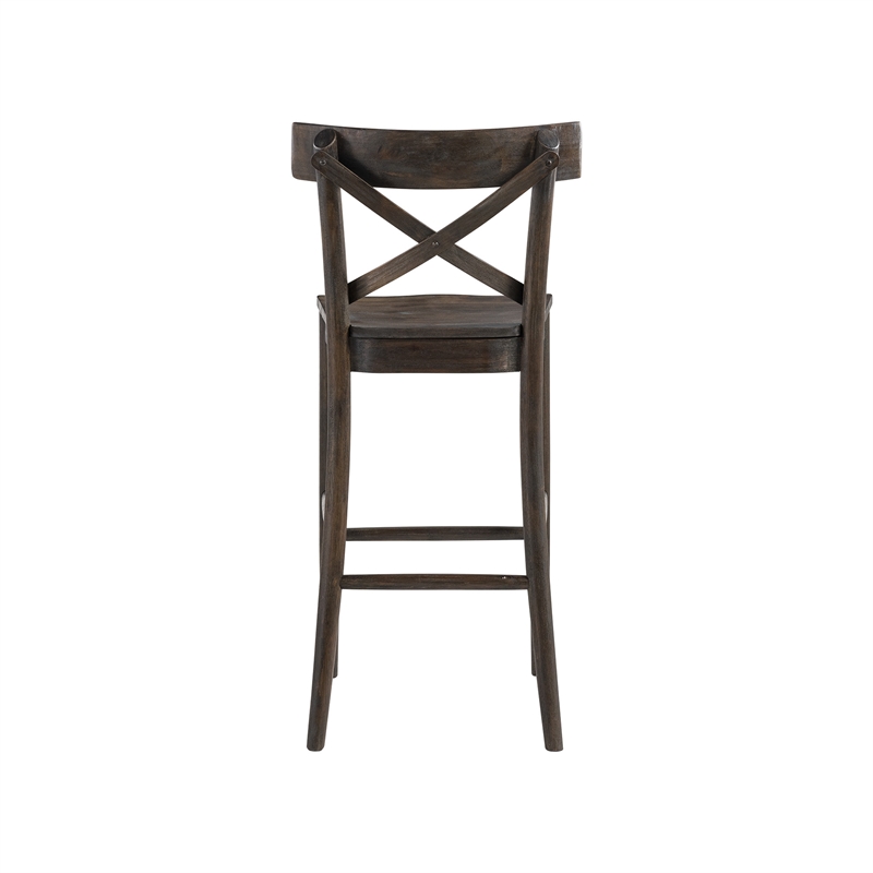 Home Square 2 Piece X-back Solid Wood Bar Stool Set in Dark Brown