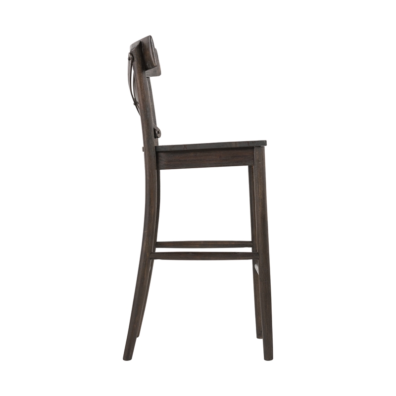 Home Square 2 Piece X-back Solid Wood Bar Stool Set in Dark Brown