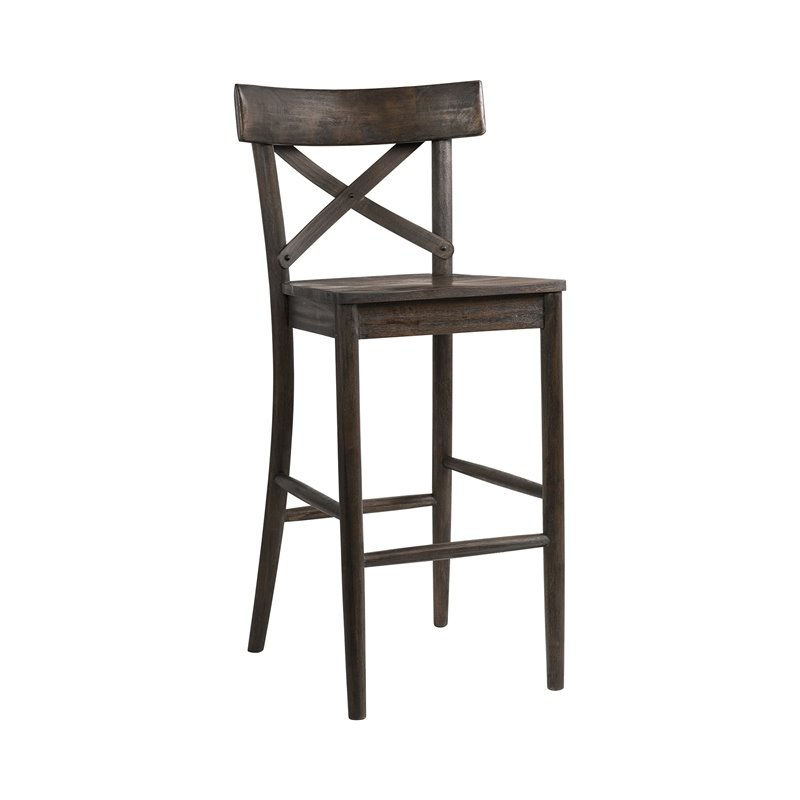 Home Square 3 Piece X-back Solid Wood Bar Stool Set in Dark Brown