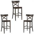 Home Square 3 Piece X-back Solid Wood Bar Stool Set in Dark Brown