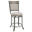 Home Square 2 Piece Upholstered Counter Stool Set with Metal Base in Pewter