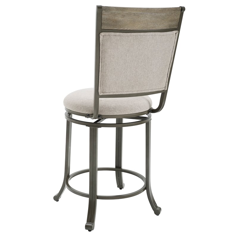 Home Square 2 Piece Upholstered Counter Stool Set with Metal Base in Pewter