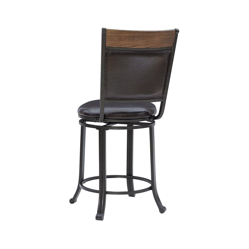 Home Square 3 Piece PU Upholstery Counter Stool Set in Rustic Umber Brown